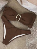 XS - L Metal Ring Bandeau Bikini Women Swimwear Female Swimsuit Two-pieces Bikini set Brazilian High Cut Bathing Suit Swim Lady