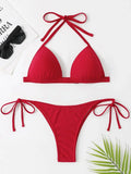 2025 Halter Bra Cup Bikini Women Swimsuit Female Push Up Swimwear Two Pieces Bikini set Brazilian Bather Bathing Suit Swim Lady
