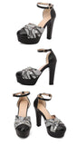 Summer New Style Fashion High-heeled Exposed Toes Women's Sandals Party Color Blocking Buckle Strap Square Heel Women's Sandals