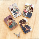 I Love Amy  AMY x BIBI Anime Rectangle Card Case Keychain Access Card Bag Key Tag Ring Leather Card Holder Key Ring Access