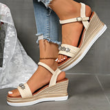 Crystal Decor Women's Wedges Sandals 2026 Summer Ankle Buckle Platform Gladiator Shoes Woman Comfort Casual High Heels Sandals