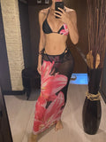 XS - L Floral Flowers With Skirt Bikini Female Swimsuit Women Swimwear Three-pieces Bikini set Bather Bathing Suit Swim V6788B
