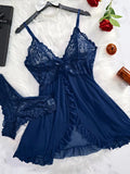 New Summer Erotic Pajamas Home Wear Dress Sexy Lingerie Floral Lace Romantic Nightgown Sheer Seductive Panties Porn Nightdress
