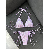 Sequins Halter Bikini Female Swimsuit Women Swimwear Two-Pieces Bikini Set High Cut Leg Padded Bather Bathing Suit Swim V8302