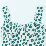 French Style Low-cut Polka Dot Print Camisole Dress For Women Sexy Side Slit Waist-cinching Mid-length Beach Dress Charming WYLB