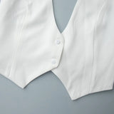 Elegant Halter Neck Backless White Tank Tops Women 2026 Summer Sexy Off Shoulder Buttons Crop Top High Street Lady Solid Vests
