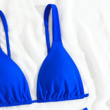 2025 Triangle Bikinis Solid Swimsuit Women Sexy Strappy Swimwear Female Bathers Bathing Swimming Swim Suit Beachwear