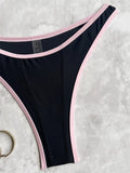 Sexy Black Bikinis Sets Pink Edge Swimwear V Neck Swimsuit Woman 2026 Micro Thong High Cut Bathing Suit Bikinis De Mujer Biquini