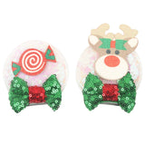 Christmas 2.8"Mouse Ears Hair Clips For Children Sequins Bow Hairpins Girls Festival Party DIY Hair Accessories