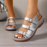 Fashion Buckle Decor Platform Sandals Women Plus Size 43 Summer Wedges Gladiator Sandals Woman Open Toe Thick Sole Beach Sandles