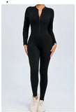 Women Sportwear Yoga Jumpsuit Zip Long Sleeve Back Open Outfit Fitness Tracksuit Tight One-piece Gym Overalls Sports Bodysuit