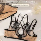 Ultra-thin Sexy Lace Hazy Attractive Comfortable Soft Steel Ring on The Support To Prevent Sagging Cross Beautiful Back Change
