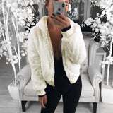 Phantasy Women's Hoodies Women Clothing Streetwear New Style Fashion Hooded Imitation Fur Plush Coat Solid Color Jacket Female