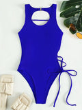 2026 Print Lace Up Back Swimsuit One Piece Solid Swimwear Women Bathing Swimming Suit Female Padded Summer Beachwear Bodysuit