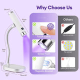 LED Nail Lamp UV Light for Gel Nails with Smart Display Sensor 360° Rotatable Magnetic Nail Lamp for Home Use
