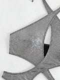 2025 Sexy High Cut Out Halter Female Swimwear One Piece Swimsuit Women Cross Bandage Monokini Bather Bathing Suit Swim Beachwear