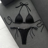 Halter Fishnet Bikini Women Swimwear Female Swimsuit Two-Pieces Bikini Set High Cut Leg Padded Bather Bathing Suit Swim V8339