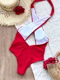 2025 Summer Trend Holiday Female Clothes New Sexy Cut Out Backless Bikini Set Women Solid Halter Bikini Ladies Strappy Beachwear