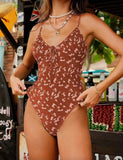 2026 Strappy Swimsuit One Piece Sexy Printed Floral Swimwear Women Bathers Bathing Swimming Swim Suit Padded Beachwear Summer