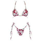 Micro Bikini 2025 Swimwear Women Swimsuit Sexy luxury Brazilian Bikini Set Halter Print Biquini Push Up Pearl Beachwear Female