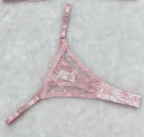 sexy lingerie embroidered see-through mesh bra with underwire four-piece set