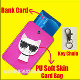Cartoon Cat Funny Fashion For ID Clips Credit Bank Subway Card Holder Case Storage Bag Adornment Keychain