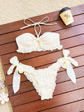 DEKA Brazilian High Waist Ruffled Bandeau Bikini Set Women Strapless Pleated Ruched Swimsuit Bathing Suits Woman Swimwear