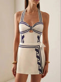Sexy One Piece Swimsuit With Cover Up Hollow Swimwear Women Off Shoulder Swim Suits Patchwork Bathsuit Belt Bodysuit Beachwear