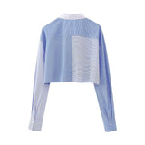 Foridol Stripes Crop Top+shirt 2 Pcs Outfits Women Casual Summer Autumn Casual Set Blue Matching Set Shorts Set Female Suit