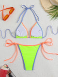 2026 Halter Triangle Bikinis Printed Swimsuit Women Sexy String Swimwear Female Bathers Swimming Bathing Swimming Swim Suit