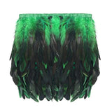 Womens Faux Feather Mini Skirt Elastic Mid Waist A-line Skirt Ladies Mardi Gras Outfit Festivals Carnival Dance Party Supplies