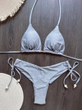 New Solid Color Bikini Set 2026 Women's Swimsuit Hanging Neck Rope Split Swimsuit 2-piece Set Summer Beachwear