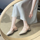 Sandals for Woman Chunky Pointed Toe Footwear Summer 2026 Thick Heel Block High  Pumps Women's Shoes Slippers
