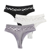 3Pcs/Set Sexy High Rise Panties Women Thongs Comfort G-String Underwear Sexy Lingerie Hollow Bottoms Female Underpants M-L