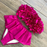 Sexy 3D Flower Bikini Set Brazilian Biquini Low Waist Swimwear Push Up SwimSuit Women Solid Swimwear Sexy Beach Wear Female