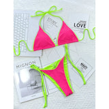 Sexy 7 Colors Halter Brazilian Bikini Female Swimsuit Women Swimwear Two-Pieces Bikini Set Bather Bathing Suit Swim Lady V3860