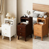 Modern Minimalist New Chinese Style Compact Narrow Bedside Table Nightstand Solid Wood Storage Drawer Bedroom Home Furniture