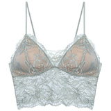 French Backless Bralette Sheer Lace Wireless Halter Top No Underwire Anti Nipple Show Comfort Bra & Tushy Set CA MOYISU Sexy Bra
