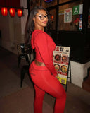 2026 New Women Ins Fashion Solid Color Sexy Straight Shoulder Contrast Stitch Long Sleeve 2 Piece Outfit