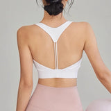 Women's Sexy Slim Strap Yoga Sports Bra Shock-Absorbing Gathered Back Design for Training Run Integrated Beautiful Back Style