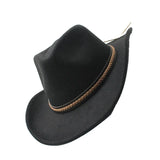 Women Men Retro Felt Jazz Hats Classic Cowboy Hats Wide Brim Cowgirl Sun Hats with Decorative Band