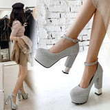 2025 New Style Women Pumps Thick Heel Drees Shoes Summer Bling platform Shoes Female Super High Heels Stripper Mujer Big Size 43