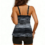 2026 Printed Tankini High Waist Strappy Swimsuit Women Two Pieces Swimwear Female Bathers Swimming Bathing Swimming Swim Suit