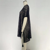 Sexy Short Sleeve Hollow Out Crochet Knitted Tunic Beach Cover Up Cover-ups Beach Dress Beach Wear Beachwear Female Women K6686