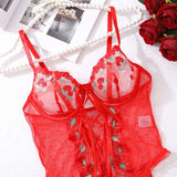 Toucheart Sexy Interesting Lingerie Red Lace Body Sissy Open Crotch Hot Sexy Adult Womens Clothing Fancy Floral Lace Up Tights