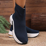2025 Thick Bottom Knitted Ankle Boots Women Comfort Breathable Platform Sock Shoes Woman Plus Size Wedges Short Booties Mujer
