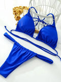 Wrinkled High Cut Mini Micro Thong Bikini Women Swimwear Female Swimsuit Two-pieces Bikini Set Halter Bather Bathing Suit Swim