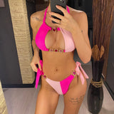 8 Colors Diamond Rhinestones Splicing Bikini Women Swimwear Female Swimsuit Two-Pieces Bikini Set Bather Bathing Suit Swim V5132