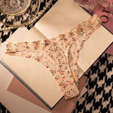 Ice Silk Leopard Women Panties Sexy G String Thong Seamless Underwear T Back Candy Color Girls Briefs Underpants Plus Size M-XXL