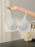 MOYISU French Pure Desire Sexy Rabbit Ears Cup Ultra-thin Underwear Women's Big Breasts Show Small Anti-sag Bra Cover Summer